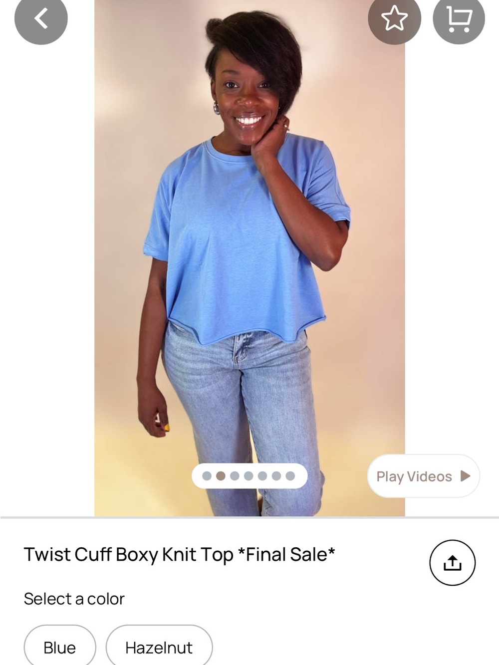 Wishlist Light Blue Boxy Short Sleeve Knit Top